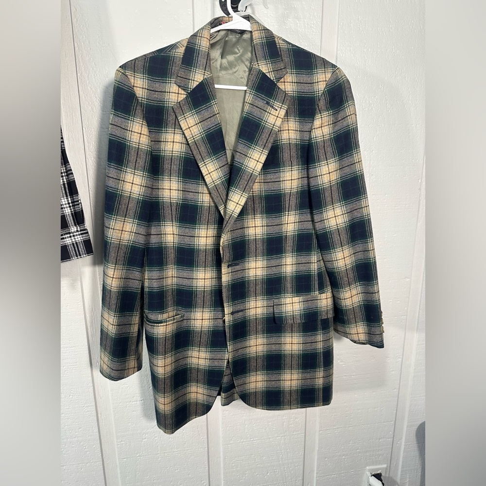 Austin Reed Vintage Virgin Wool Blue and Tan Men’s Blazer No Size EUC